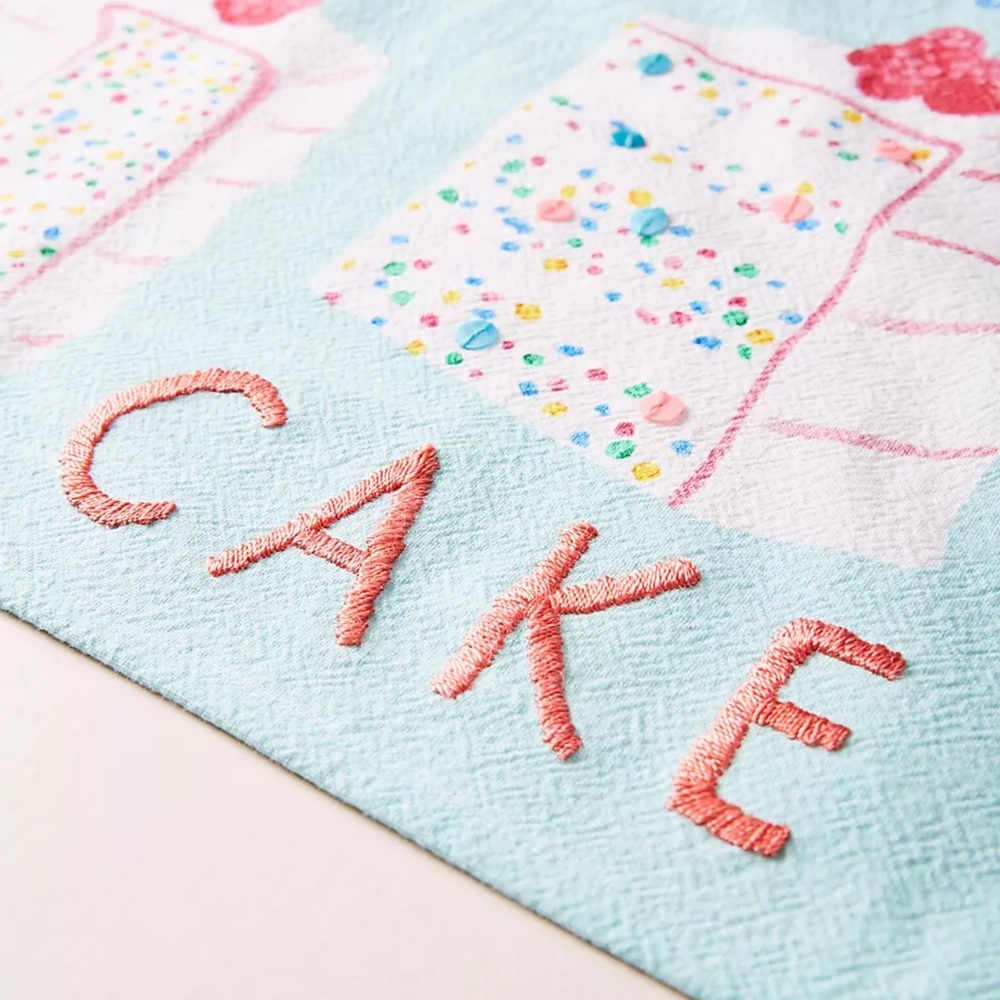 Anthropologie ‘But First’ Cake Pattern Tea Towel - Picture 2 of 9